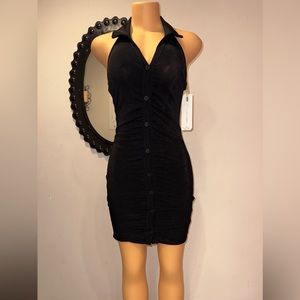 NWT ALMOST FAMOUS MINI DRESS WITH COLLAR SPARKLY BLACK DREES SIZE M AND L